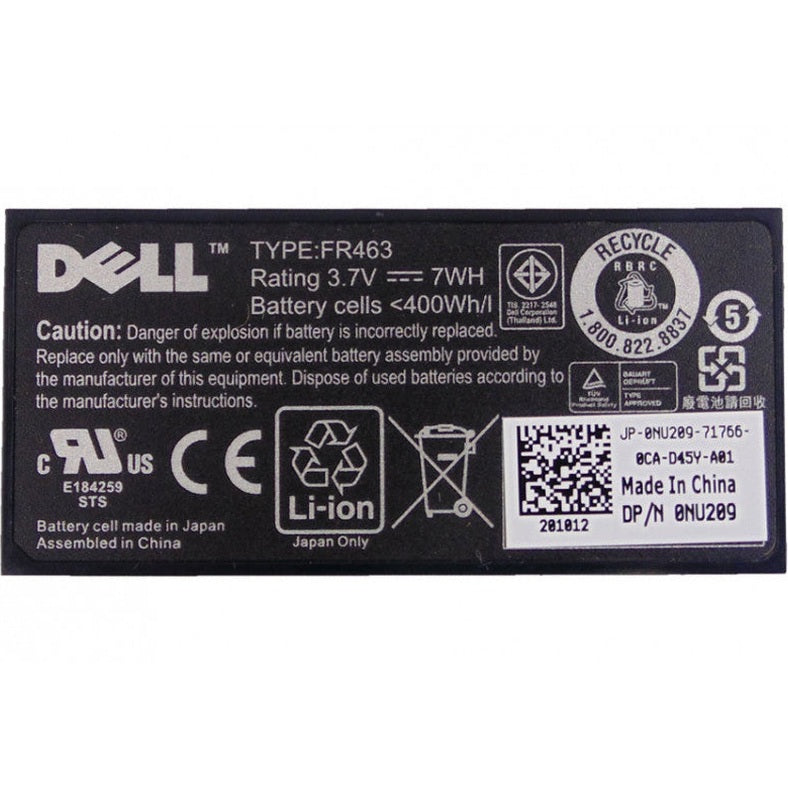 NU209 Dell PE PERC 5 5i 6 6i H700 3.7V RAID Battery (Nuevo) - Gestion y Equipos (G&E)