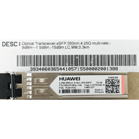 34060365 HUAWEI 4.25G-850nm-0.3KM-MM-ESFP Tranceiver Module - Gestion y Equipos (G&E)