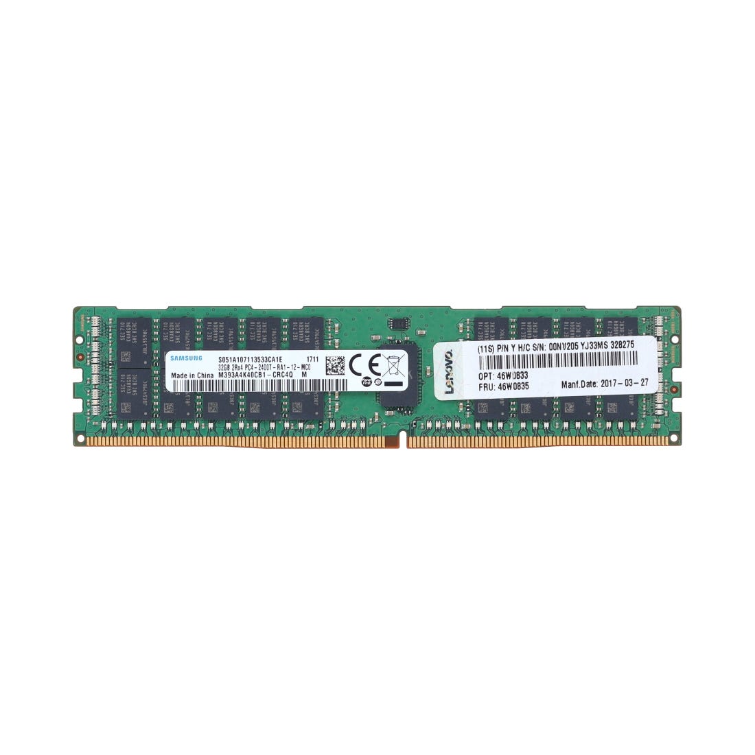 00NV205 LENOVO 32GB 2RX4 PC4-19200T-R DDR4-2400MHZ RDIMM