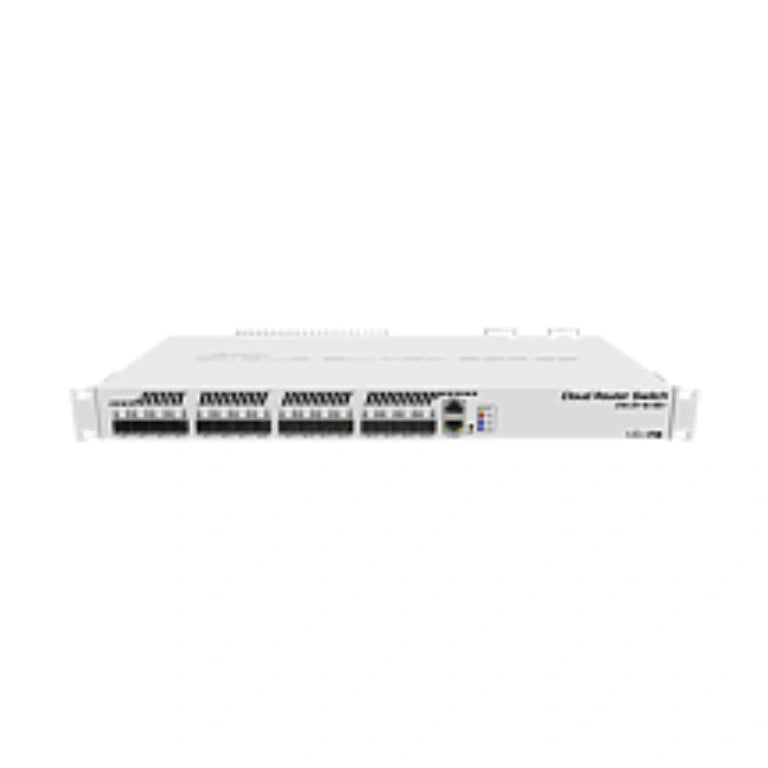 Switch rack 1U con 16 SFP+ 10G, 1 Gigabit, RouterOS/SwOS y fuentes redundantes. Agregación 10G de alta densidad.