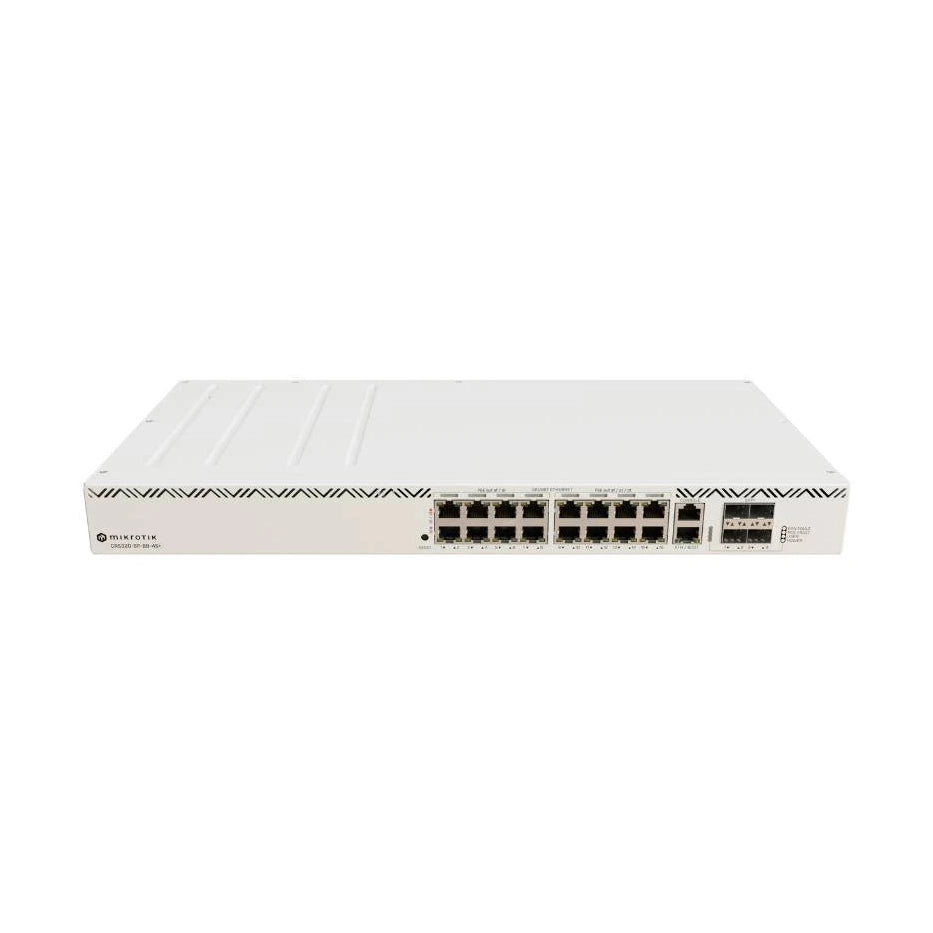 Switch rack 1U con 8 PoE af/at, 8 PoE bt, 4 SFP+ 10G y fuente 600W. Ideal para AP Wi-Fi 6/7, cámaras y equipos de alta potencia.