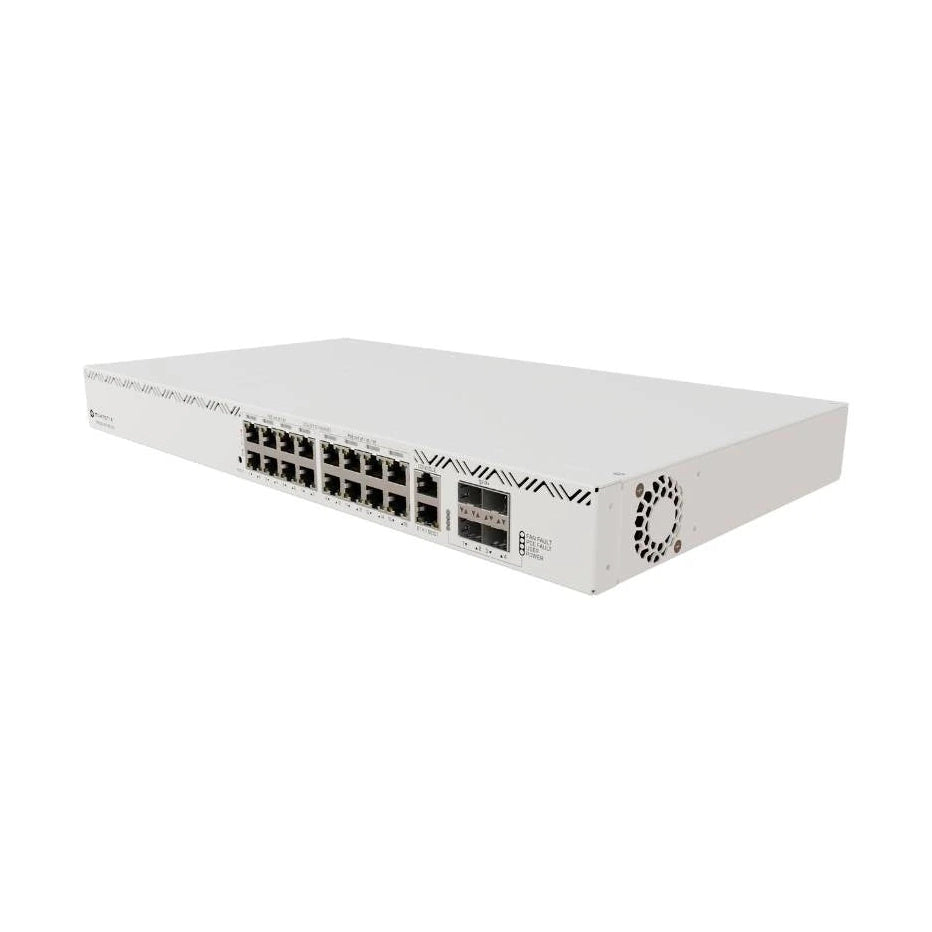 Switch rack 1U con 8 PoE af/at, 8 PoE bt, 4 SFP+ 10G y fuente 600W. Ideal para AP Wi-Fi 6/7, cámaras y equipos de alta potencia.