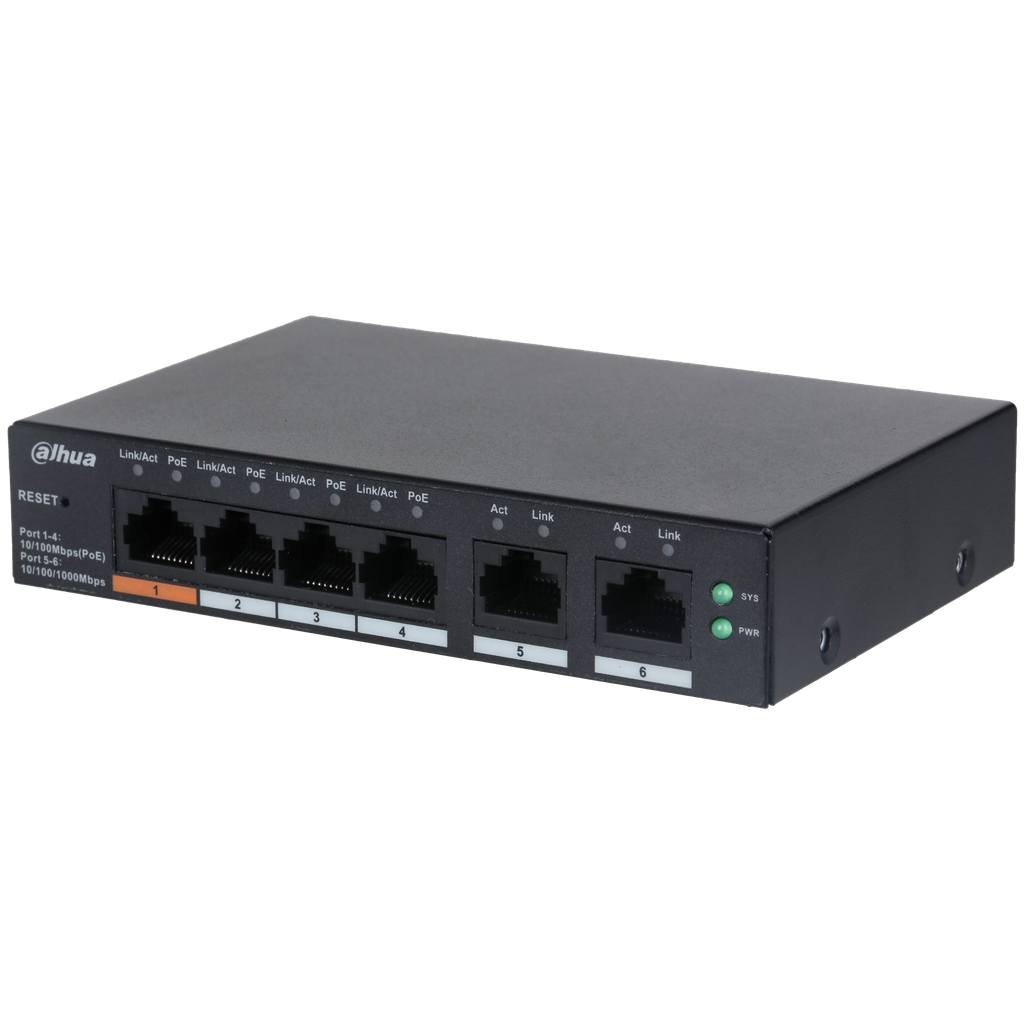 DH-CS4006-4ET-60. SWITCH POE DAHUA CLOUD. 4 PUERTOS POE. 2 PUERTOS NO POE