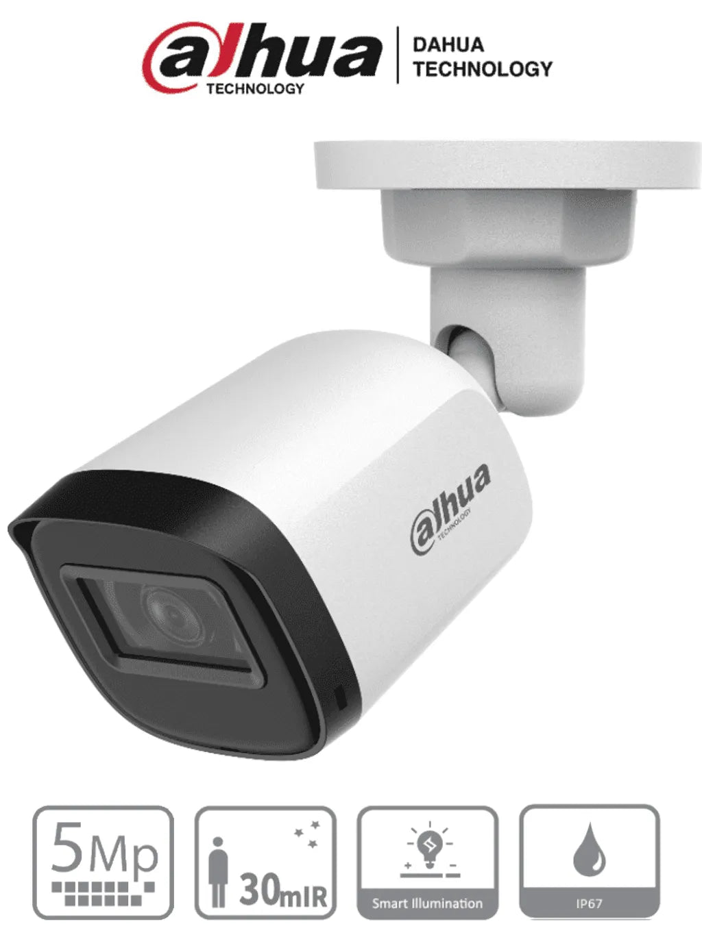 DH-HAC-B1A51N-U-0280B-S2. CAMARA BALA DAHUA HDCVI. 5MP. LF 2.8MM. IR 20MTS. IP67
