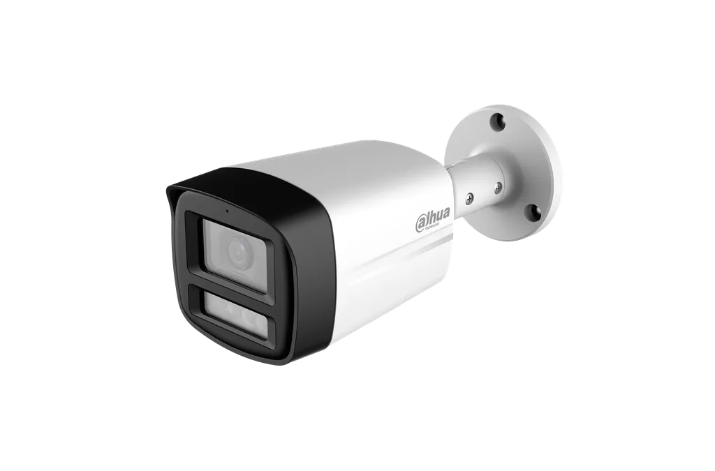 DH-HAC-HFW1200TLMN-IL-T-0280B-DIP. Camara Dahua HDCVI tipo bullet de 2MP lente fijo de 2.8mm iluminacion dual de hasta 40m proteccion IP67 con audio bi direccional