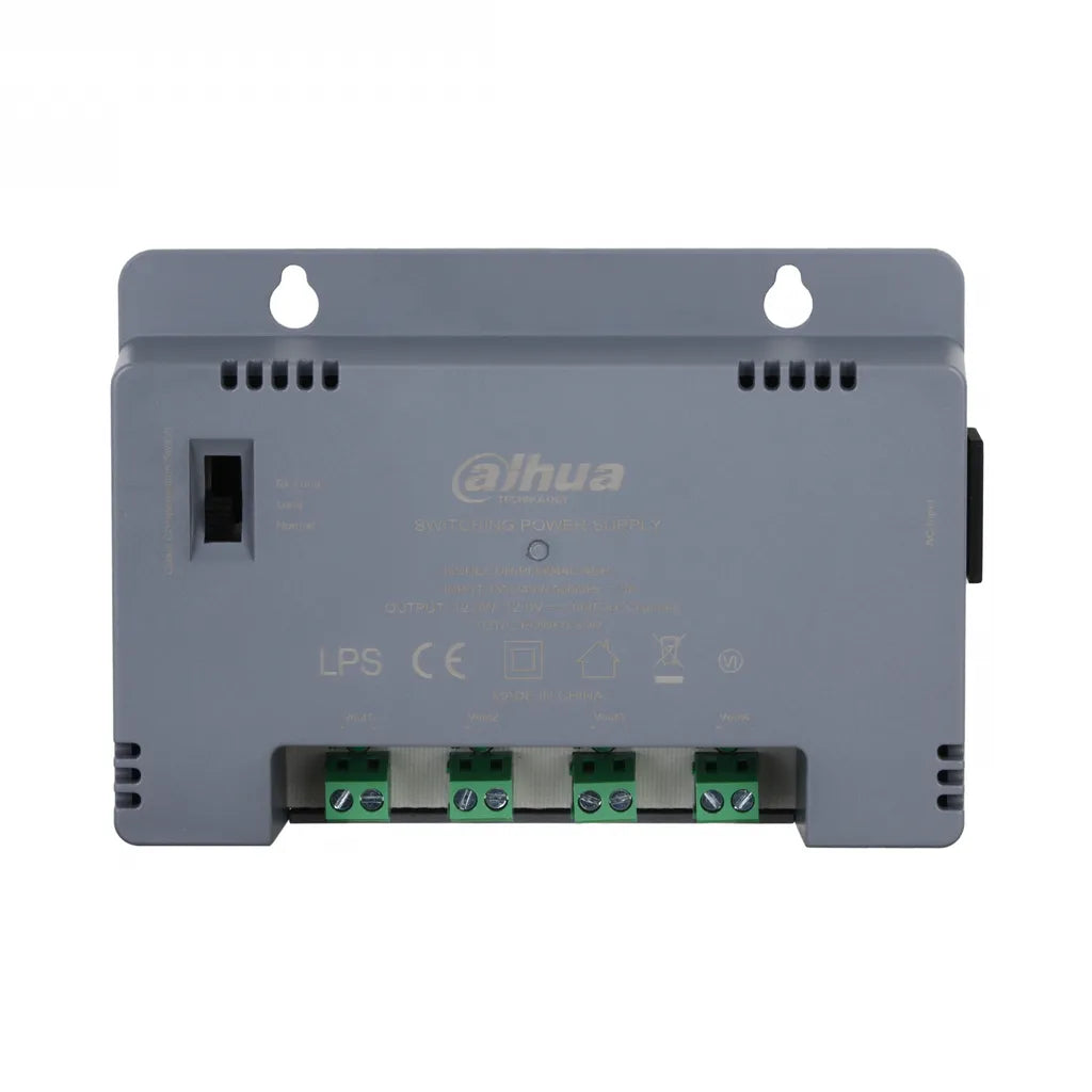 DH-PFM344D-4CH-EN. Fuente de poder Dahua de 4 canales, fuente entrega un maximo de 12W por canal considerando un maximo de 30Watt de entrega en el total de sus salidas