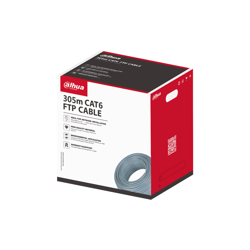 DH-PFM920I-6F-C. CAJA CABLE 305MTS. CABLE FTP CAT6 DAHUA. 100% COBRE