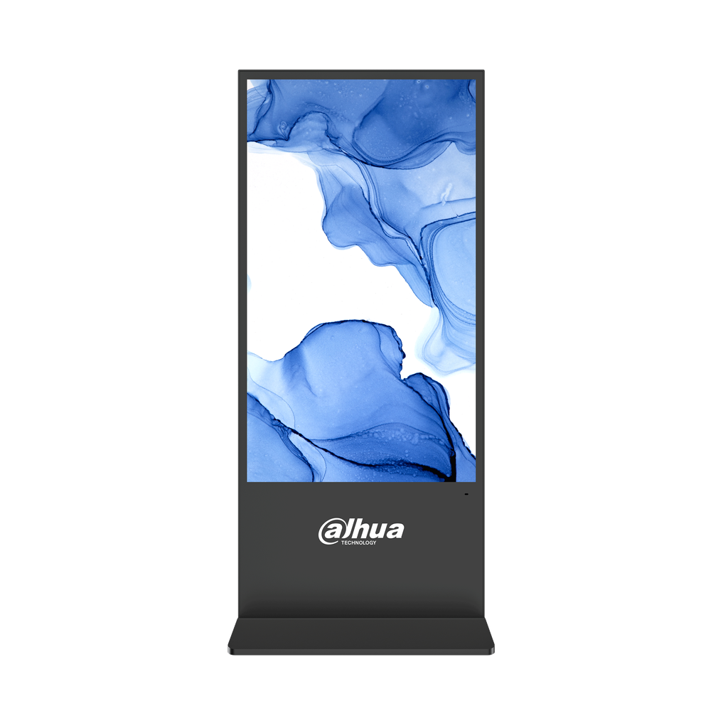 Pantalla profesional Dahua de 65” 4K en formato vertical, ideal para señalización digital. Integra sistema Android, conectividad HDMI/USB/RJ45 y altavoces para contenido multimedia. - Gestion y Equipos (G&E)