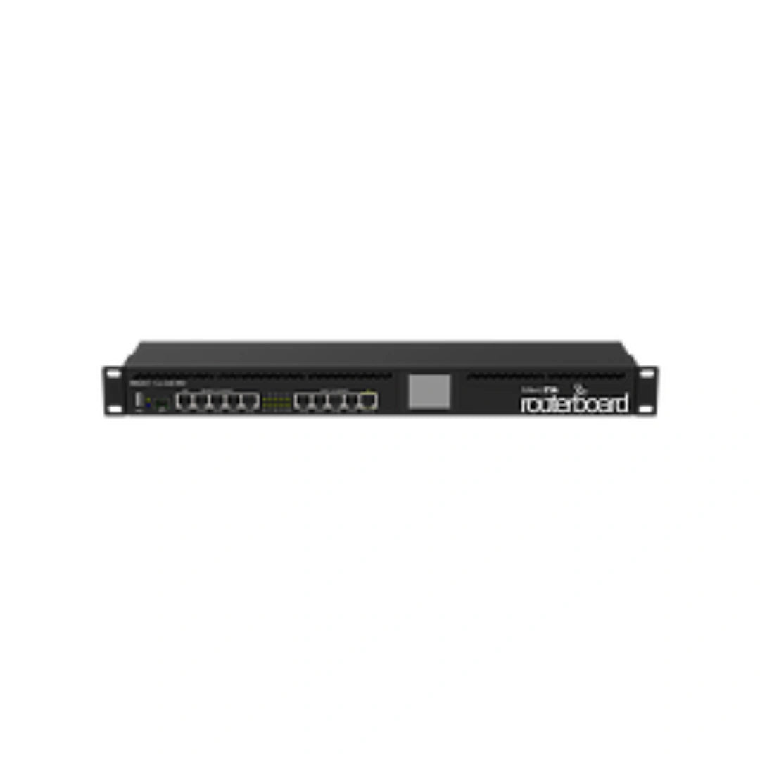 Router RB2011UiAS-RM rack 1U con puertos Ethernet, SFP, LCD y RouterOS. Ideal para redes profesionales con montaje en gabinete.