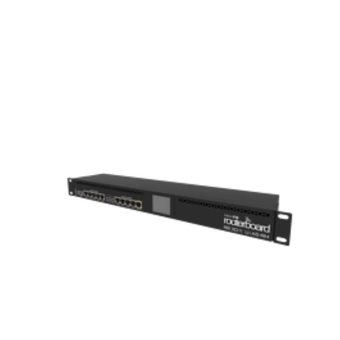 Router RB3011UiAS-RM con CPU ARM dual core, 10 puertos Gigabit, SFP, USB 3.0 y RouterOS. Potente solución rack para redes empresariales.