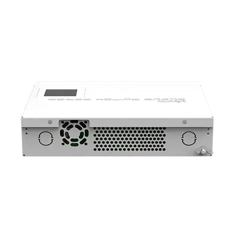 Switch/router con 8 Gigabit y 2 SFP+ 10G, RouterOS/SwOS y formato desktop. Agregación compacta con uplinks de alta velocidad.