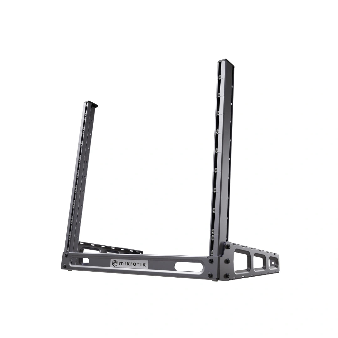 Rack MikroTik SR-10U de 10 unidades para montaje mural o gabinete, ideal para ordenar routers, switches y equipos de red en instalaciones compactas.