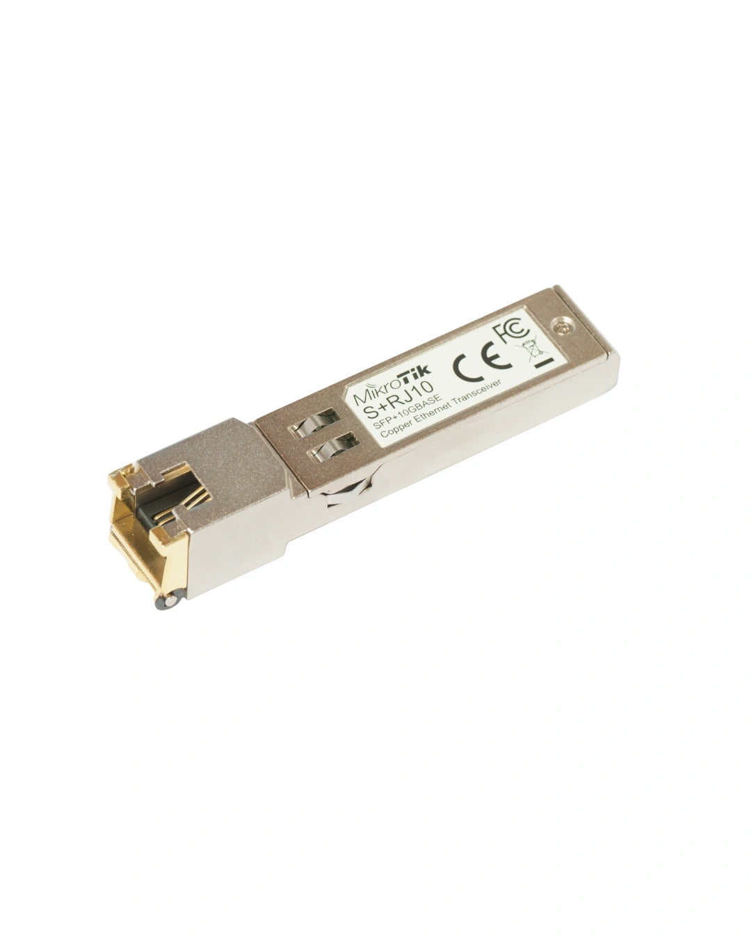 Módulo SFP+ RJ45 10G para cobre, compatible 1G/2.5G/5G/10G. Ideal para conectar equipos Ethernet sobre cable UTP.
