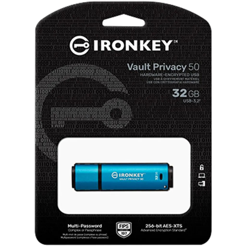 IKVP50/32GB Unidad USB Kingston 32GB Ironkey Vault Privacy (Nuevo) - Gestion y Equipos (G&E)