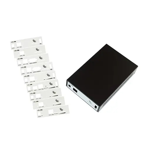 Gabinete interior universal MikroTik para RBM11G, RB911 y RB912. Solución compacta para proteger la placa, mejorar presentación y ordenar instalaciones indoor.