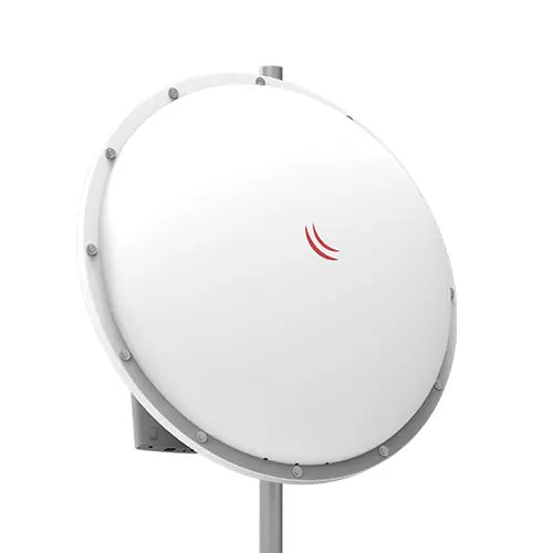Cubierta radome MikroTik para antenas mANT, protege el reflector contra viento, lluvia y suciedad, mejorando estabilidad mecánica en enlaces exteriores.