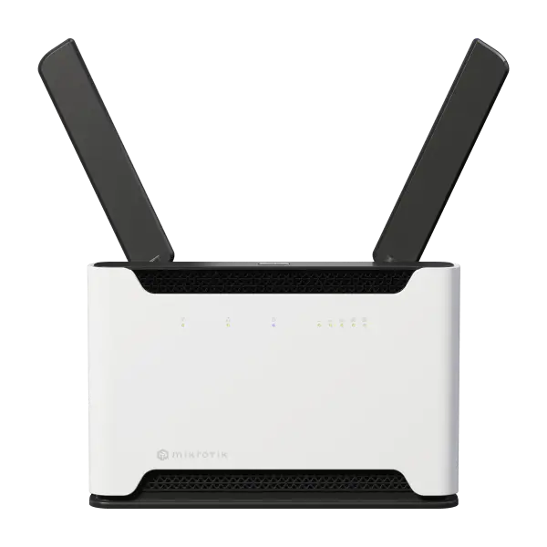 Chateau 5G ax kit con Wi-Fi 6 dual band, módem 5G/LTE, puerto 2.5G, 4 Gigabit y RouterOS. Solución premium para conectividad móvil.