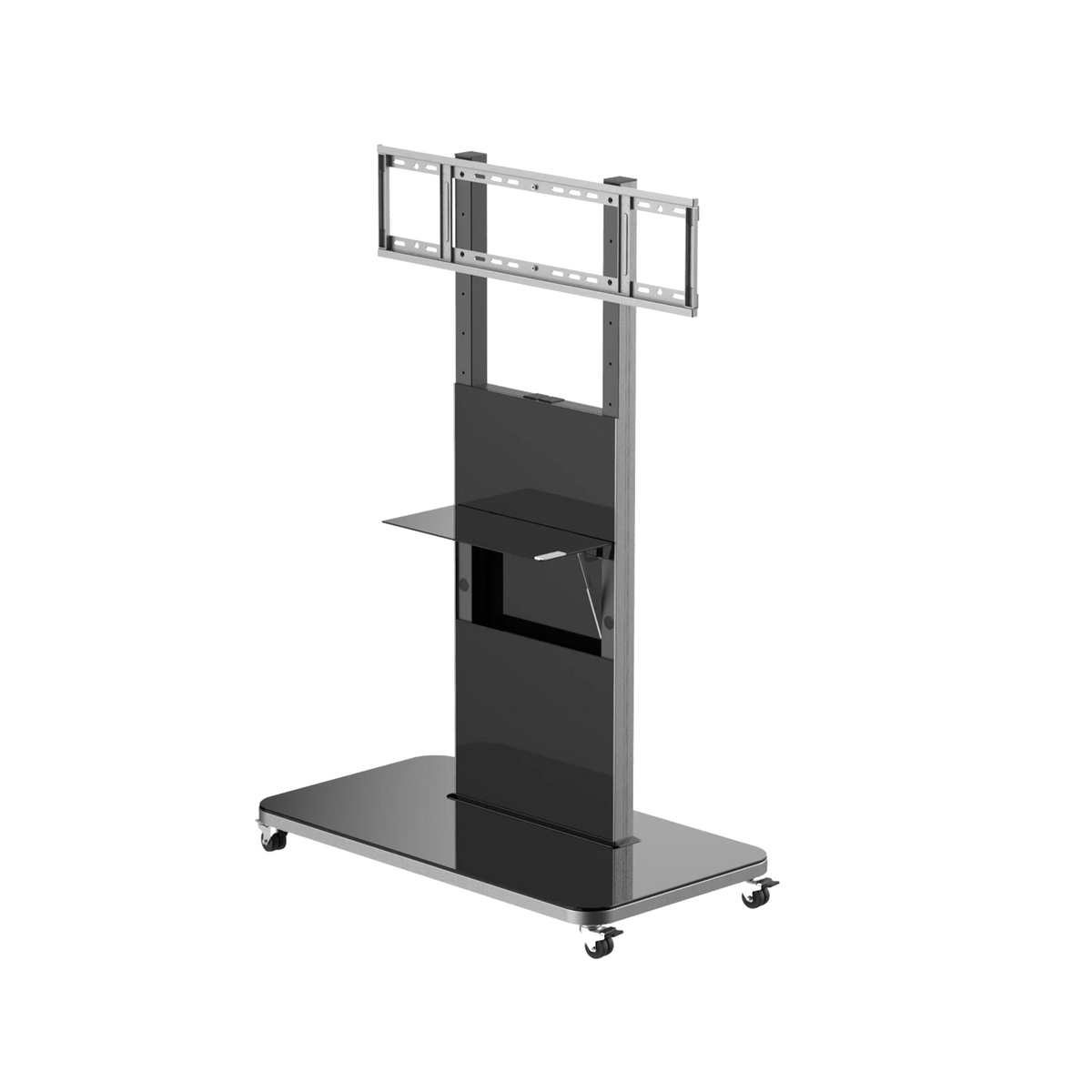 "Soporte móvil Dahua DHI-PKC-MS2B para pizarras interactivas de 55 a 86"", negro, carga máxima 100 kg, VESA 600x800 mm y ajuste de altura de 350 mm. Ideal para aulas, salas de reuniones y exhibición"