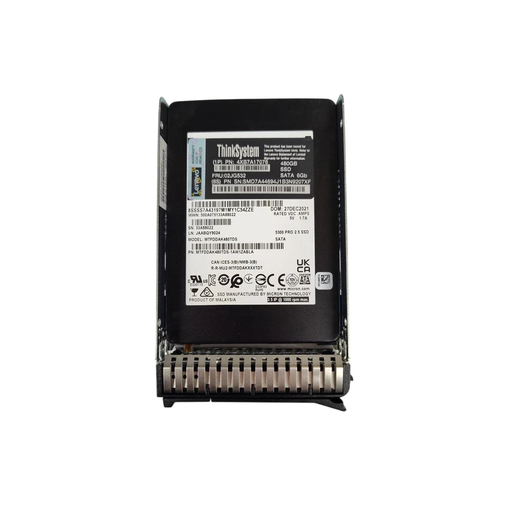02JG532 Lenovo 480GB SFF 6G 2.5 SATA SSD 4XB7A17076