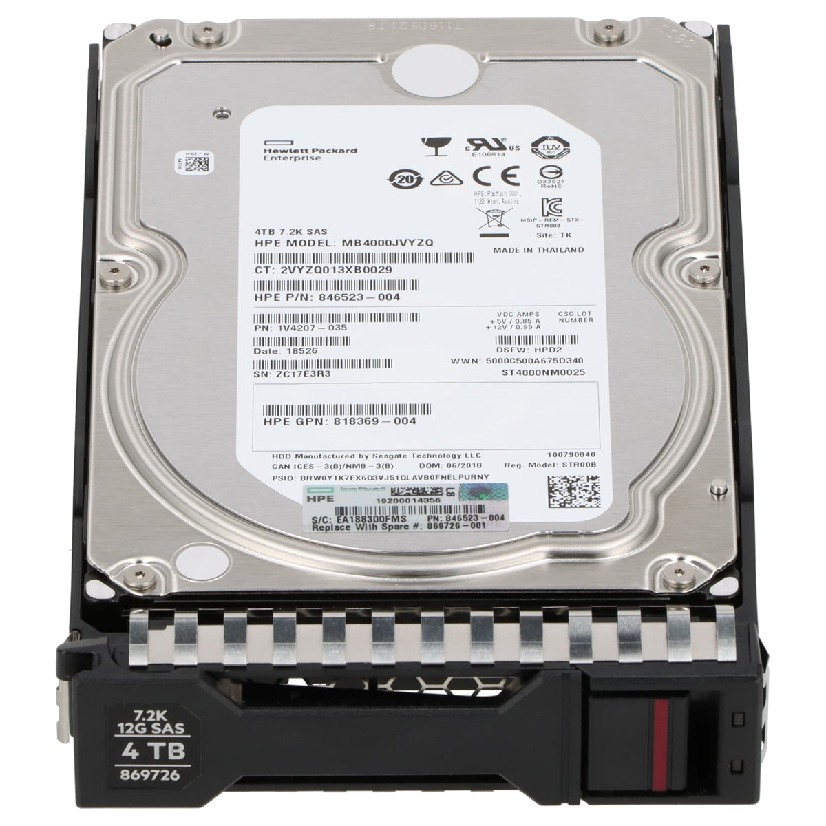 869726-001 HPE StoreOnce 4TB 7.2K 12G SAS 3.5″ HDD 846523-004 - Gestion y Equipos (G&E)