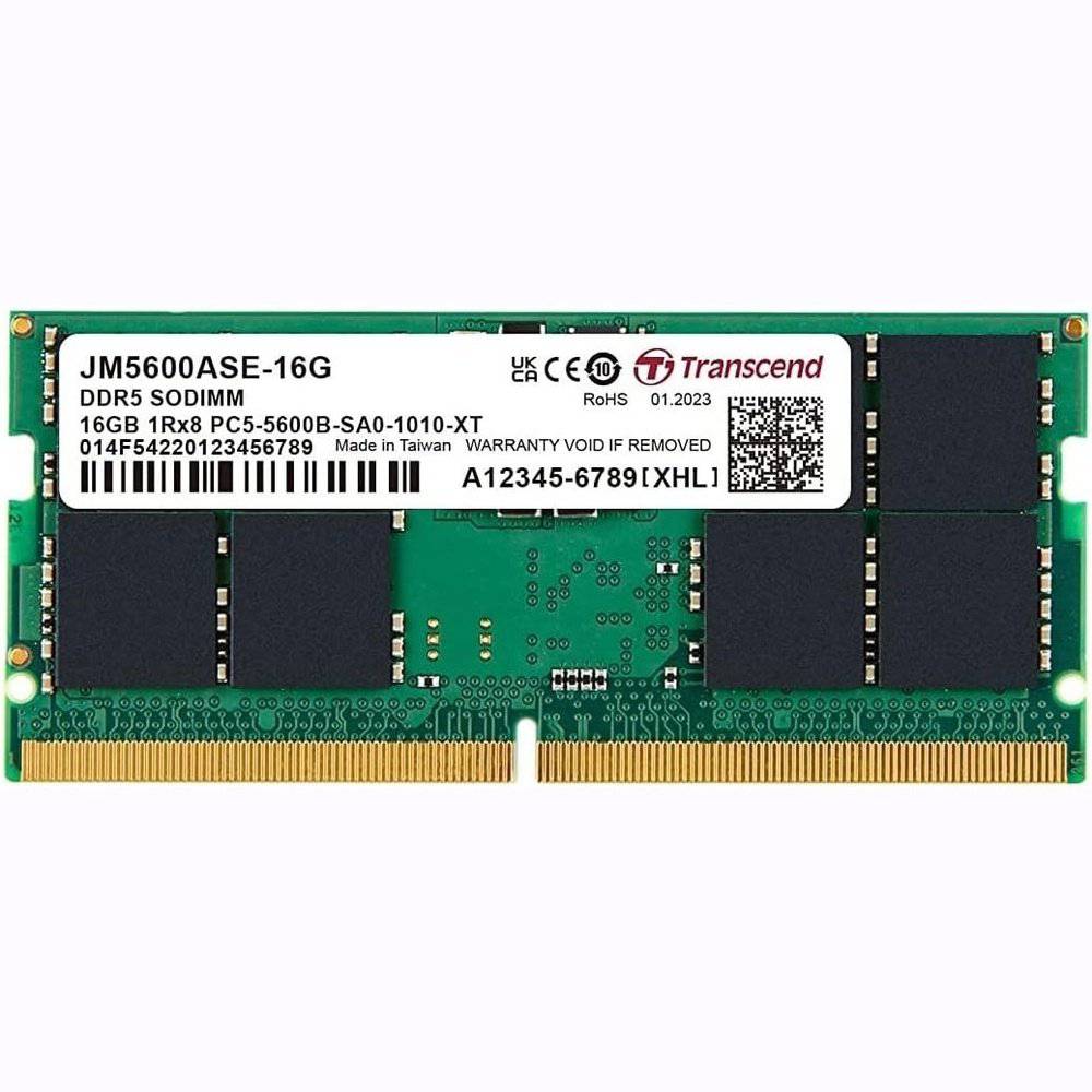 Memoria RAM Transcend 16GB DDR5 5600 SO-DIMM 1Rx8 2Gx8 CL46 1.1V