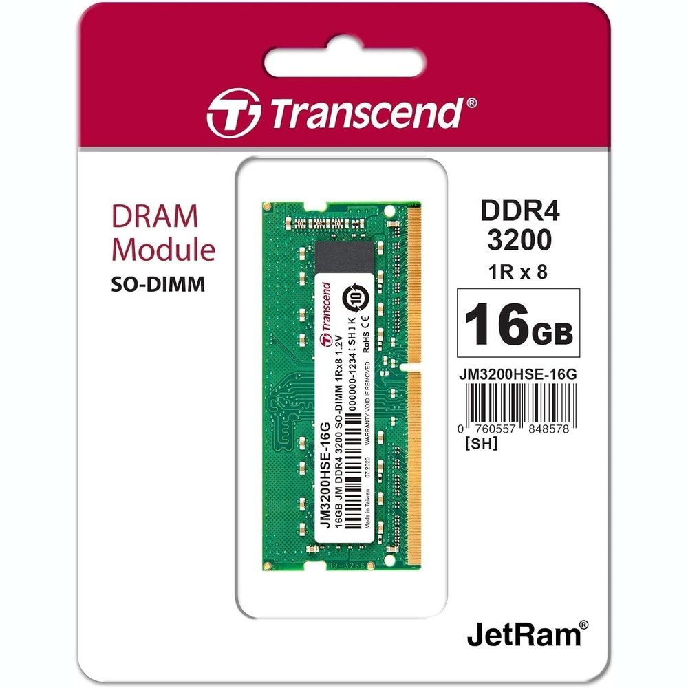 Memoria RAM 16GB DDR4 3200 SO-DIMM 2Rx8 1Gx8 CL22 1.2V