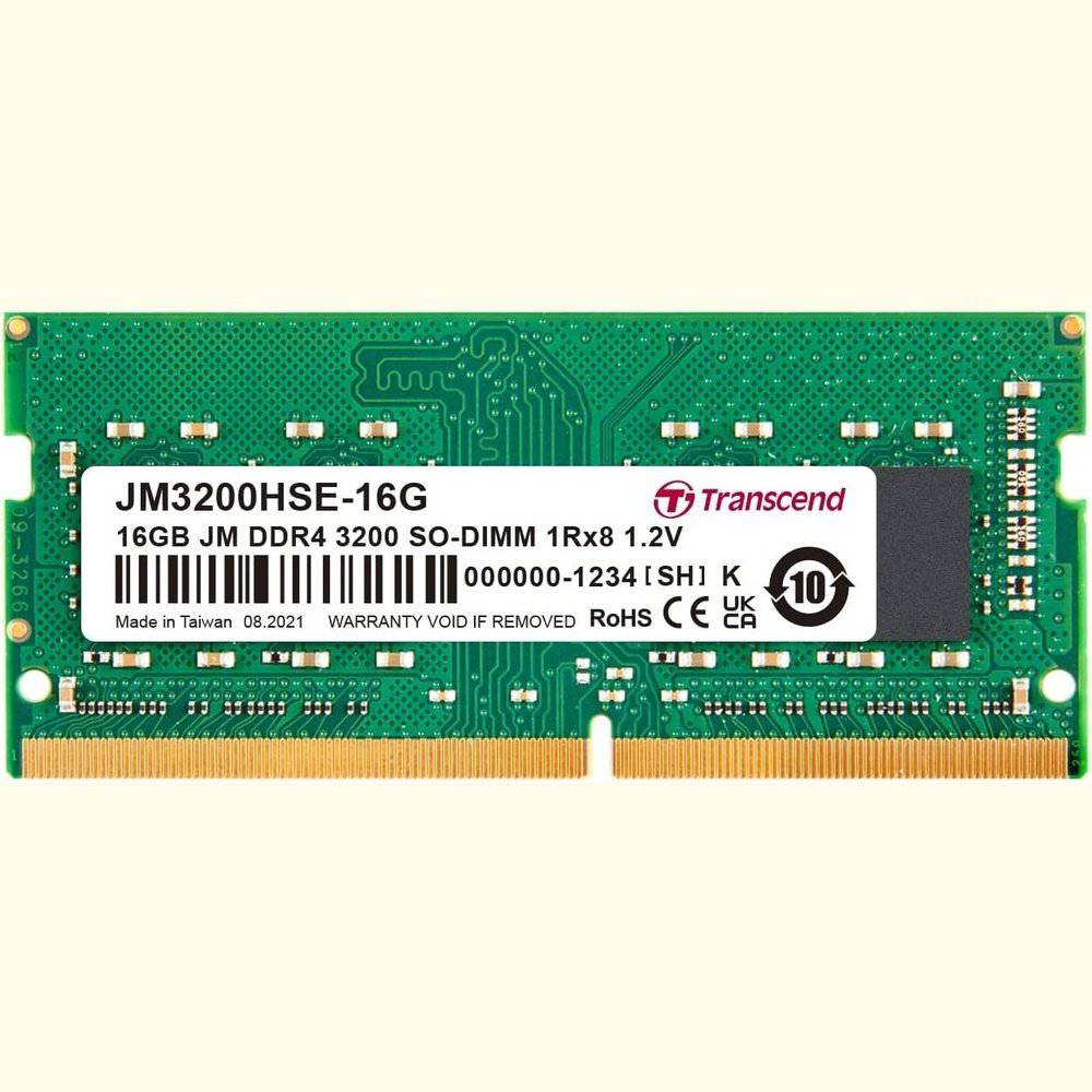 Memoria RAM Transcend 16GB DDR4 3200 SO-DIMM 2Rx8 1Gx8 CL22 1.2V