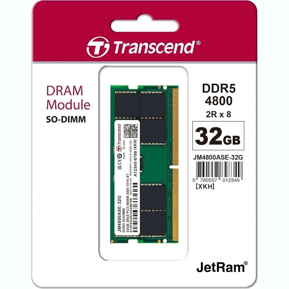 Memoria RAM 32GB DDR5 4800 SO-DIMM 2Rx8 2Gx8 CL40 1.1V