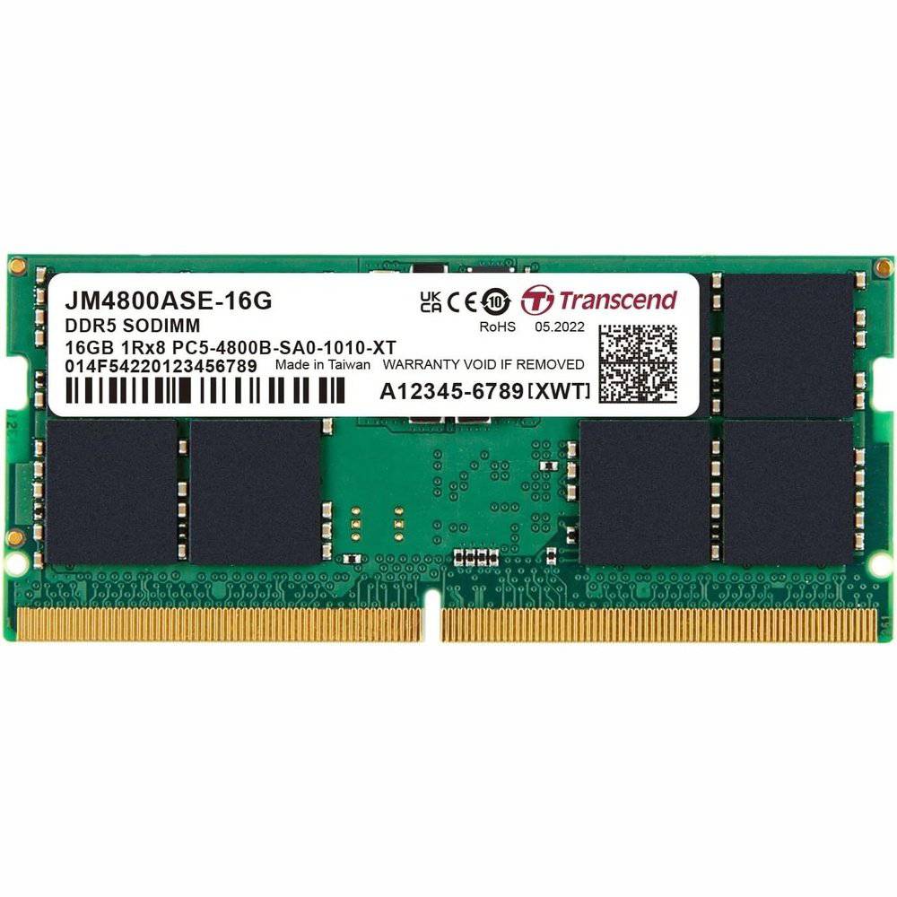 Memoria RAM Transcend 16GB DDR5 4800 SO-DIMM 1Rx8 2Gx8 CL40 1.1V
