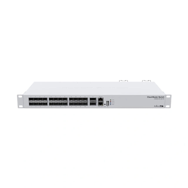 Switch rack 1U con 24 SFP+ 10G, 2 QSFP+ 40G y doble fuente redundante. Alta densidad para agregación y backbone de fibra.