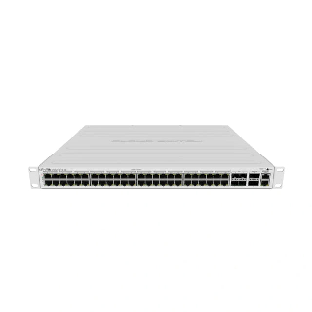 Switch Cloud Router 48 puertos Gigabit PoE-out, 4 SFP+ 10G y 2 QSFP+ 40G. Fuente 750W, rack 1U y RouterOS para proyectos PoE.