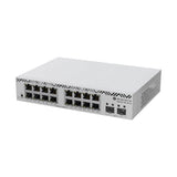 Switch Smart con 16 puertos Gigabit y 2 SFP+ 10G, SwOS, gabinete desktop y PSU. Solución eficiente para agregación de red.