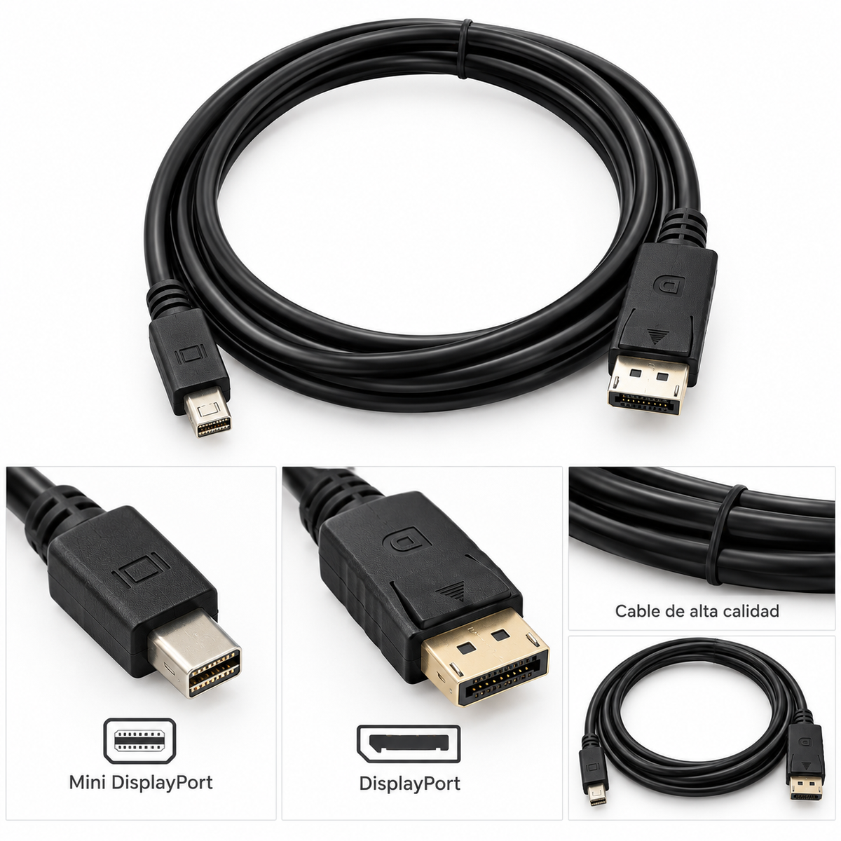 DISPLAYPORT-M MINIDISPLAYPORT-M 1,8MT 180CM CABLE MACHO-MACHO 4K NEGRO - Gestion y Equipos (G&E)