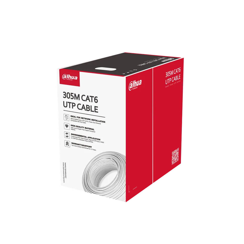 DH-PFM923I-6UN-C. Cable UTP Dahua Cat. 6 libre alogeno (LSZH) clase CPR E bobina de 305m