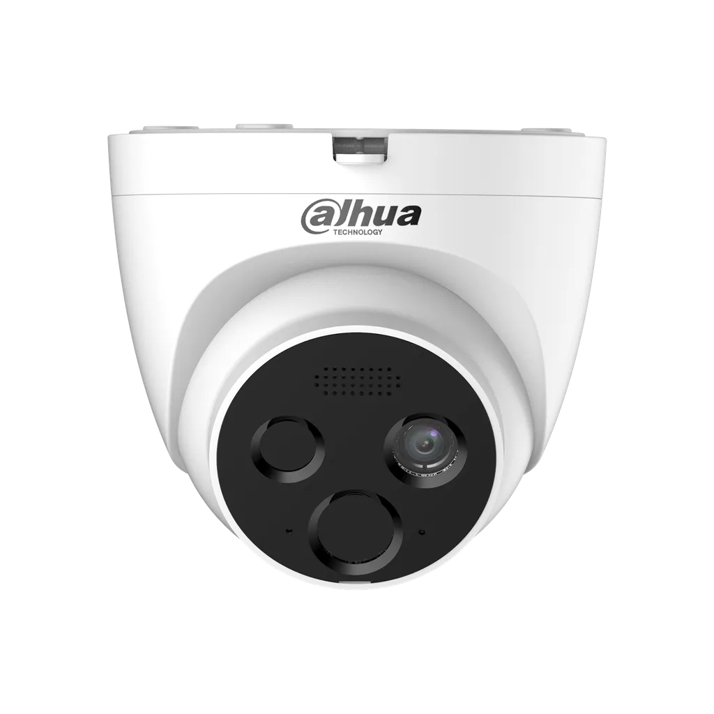 DHI-HY-FT121LDN-TD1F4. Camara IP con deteccion de fuego tipo eyeball, lente termico de 1.2mm optico de 4mm 4MP IA(deteccion de flama / rastreo de puntos frios o calientes)