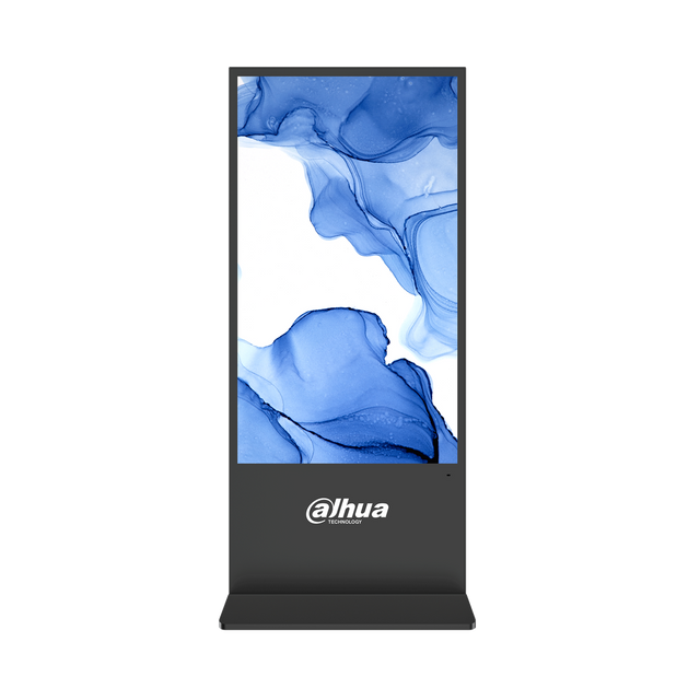 Pantalla profesional Dahua de 65” 4K en formato vertical, ideal para señalización digital. Integra sistema Android, conectividad HDMI/USB/RJ45 y altavoces para contenido multimedia. - Gestion y Equipos (G&E)