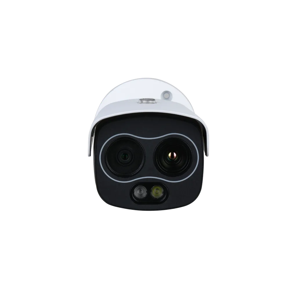 DHI-TPC-BF1241-B3F4-DW-S8. Camara termica Dahua con doble lente tipo bullet lente optico de 4Mp en 4mm, lente termico de 256x192 en 3.5mm