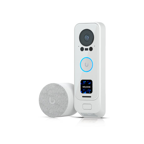 UniFi Protect Camera/Doorbell  Interior/Exterior Kit – Video Timbre Premium (Blanco, HDR, AI, 2-way Audio, PoE Chime Included) Req: (2)U-PoE - Gestion y Equipos (G&E)