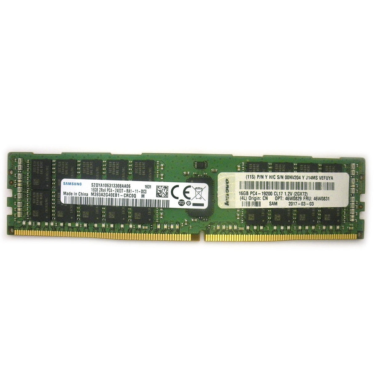 00NV204 LENOVO 16GB 2RX4 PC4-19200T-R DDR4-2400MHZ RDIMM