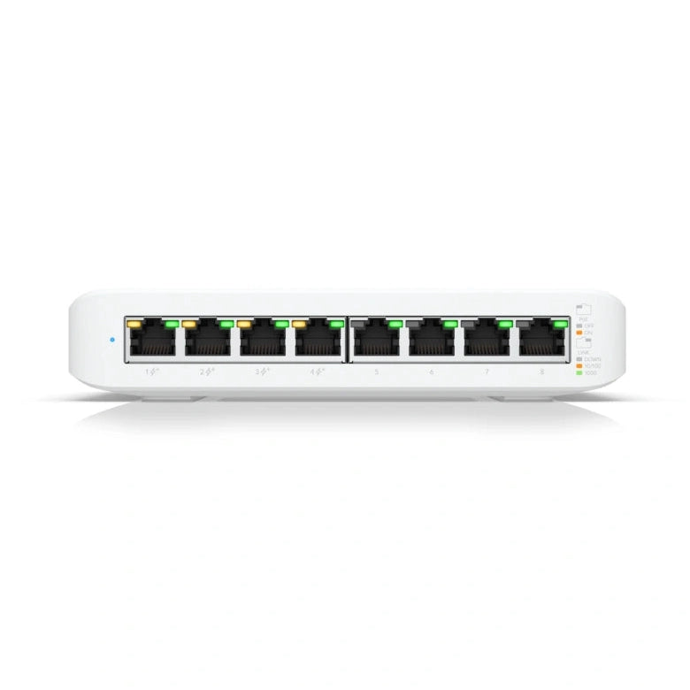 UniFi SWITCH 52W 8Ports: (4) GbE PoE+ (4) GbE Req: Cable Trebol-C5 modelo 1163