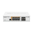 Switch/router PoE con 8 Gigabit PoE-out, 4 SFP y RouterOS L5. Permite alimentar AP, cámaras o CPE y gestionar redes cobre/fibra.