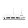 Switch/router desktop con 24 Gigabit, 1 SFP, Wi-Fi 2.4GHz y RouterOS. Solución todo en uno para redes pequeñas y medianas.