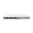 Switch/router rack 1U con 24 Gigabit y 2 SFP+ 10G, RouterOS/SwOS. Ideal para distribución empresarial en gabinetes.