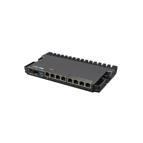 Router RB5009 con CPU ARMv8 quad-core, 1GB RAM, 7 Gigabit, 1 puerto 2.5G, SFP+ 10G y RouterOS L5. Compacto y potente. - Gestion y Equipos (G&E)