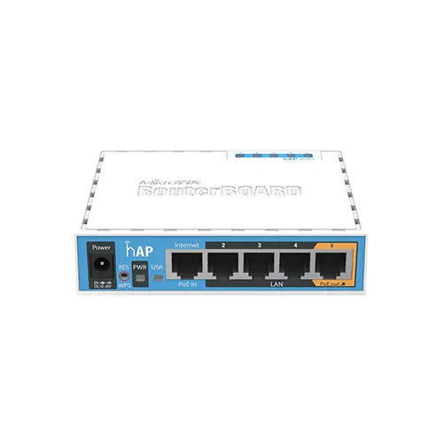 hAP con Wi-Fi 2.4 GHz, 5 puertos LAN, USB y RouterOS L4. Solución compacta para redes de hogar u oficina con administración avanzada. - Gestion y Equipos (G&E)