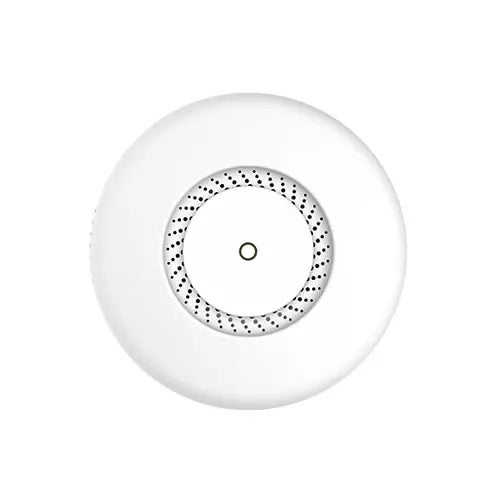 cAP ac dual band con 2 puertos Gigabit, PoE-out, PoE-in y RouterOS L4. AP de techo para cobertura Wi-Fi profesional en interiores.