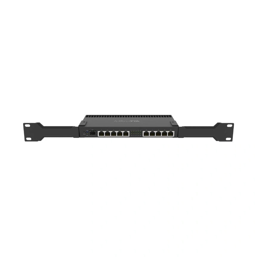 Router RB4011iGS+RM con CPU ARM quad-core, 10 puertos Gigabit, SFP+ y RouterOS L5. Equipo de alto rendimiento para rack o escritorio.