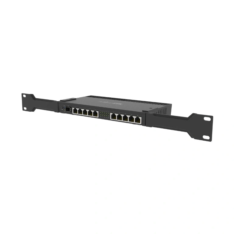 Router RB4011iGS+RM con CPU ARM quad-core, 10 puertos Gigabit, SFP+ y RouterOS L5. Equipo de alto rendimiento para rack o escritorio.