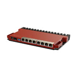 Router L009UiGS-RM con 8 puertos Gigabit, SFP 2.5G, USB, 512MB RAM, RouterOS L5 y formato desktop/rack 1U para redes profesionales.