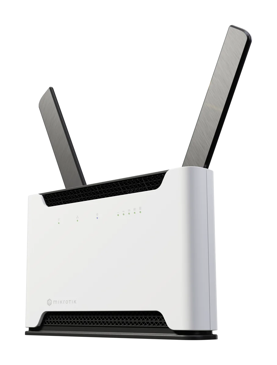 Chateau 5G R17 ax con Wi-Fi 6, módem 5G RG650E, puerto 2.5G, 4 Gigabit y RouterOS. Internet móvil de alto desempeño.